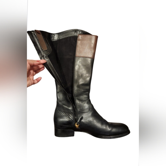 Ecco Black and Brown Leather Riding Boots - Picture 4 of 5